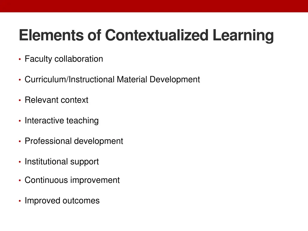 elements of contextualized learning