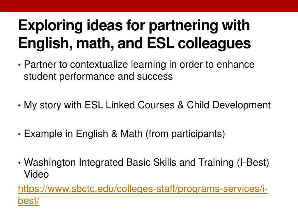 exploring ideas for partnering with english math