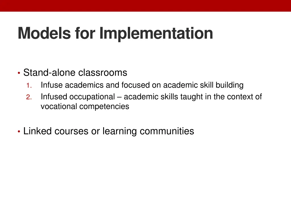 models for implementation