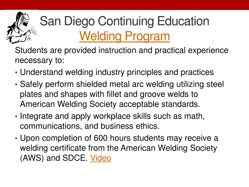 san diego continuing education welding program