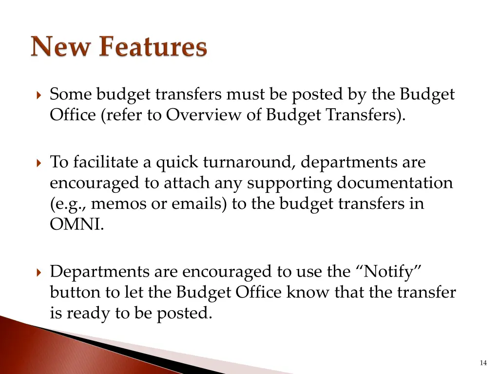 some budget transfers must be posted