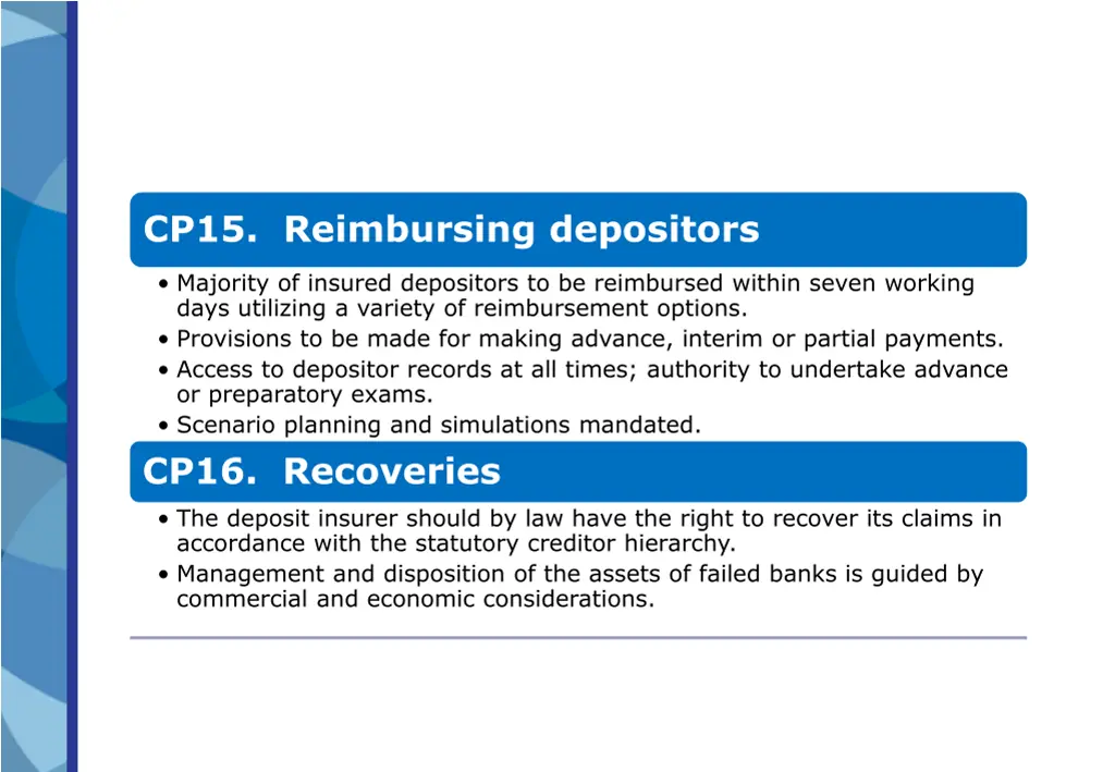 cp15 reimbursing depositors