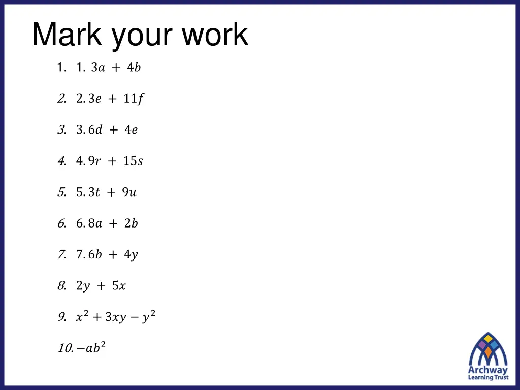 mark your work 1