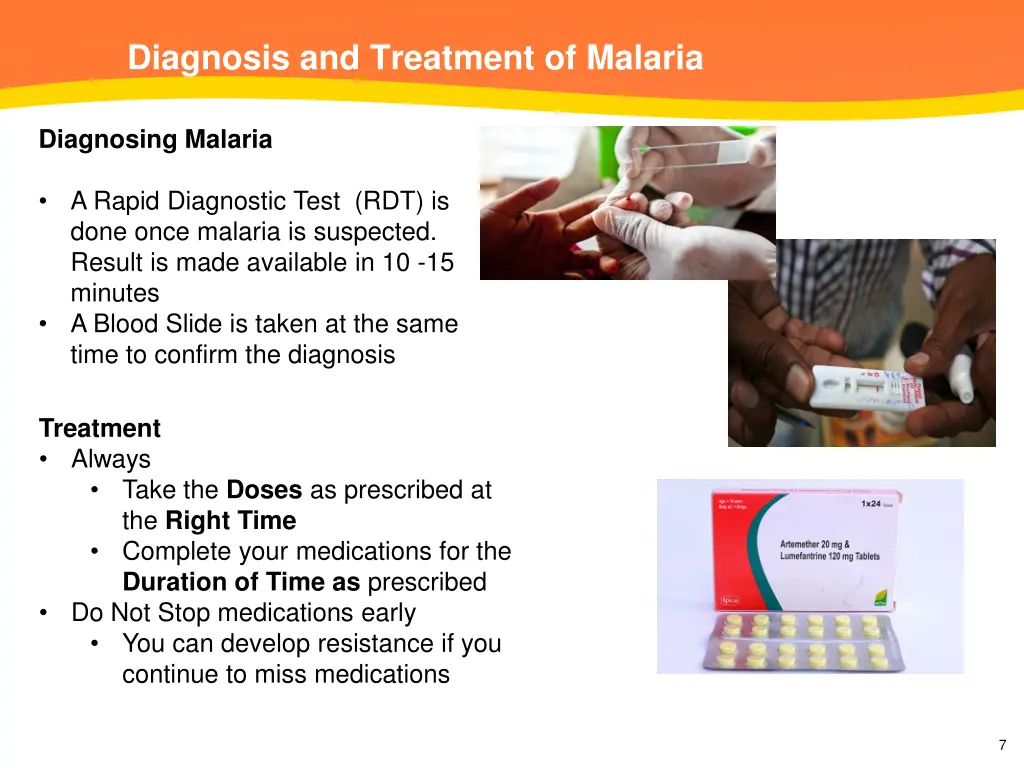 diagnosis and treatment of malaria