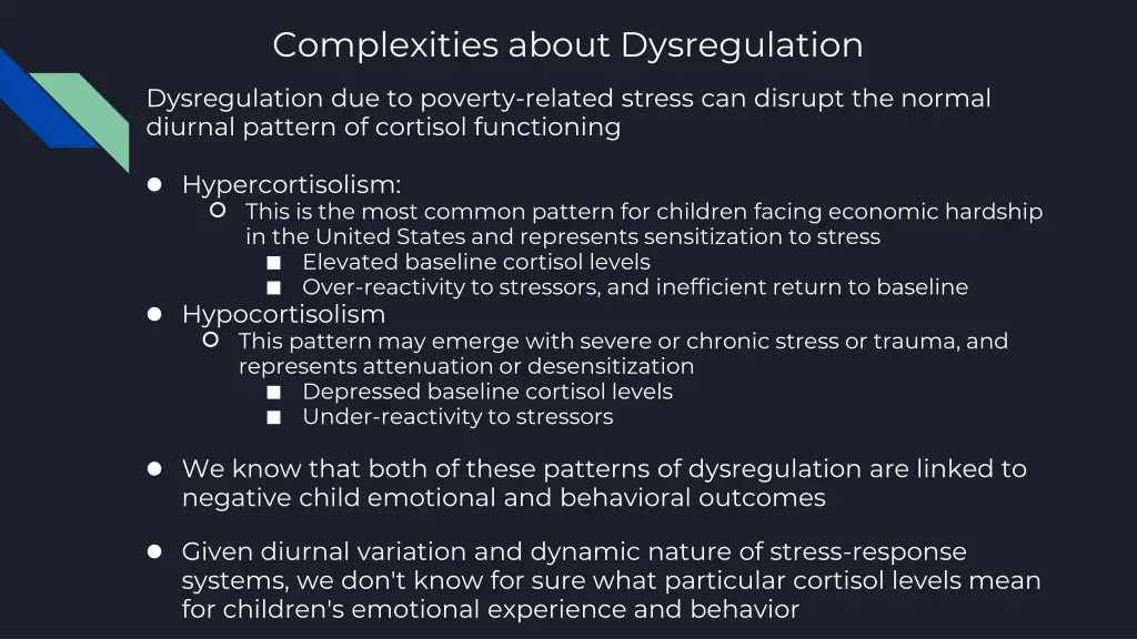 complexities about dysregulation