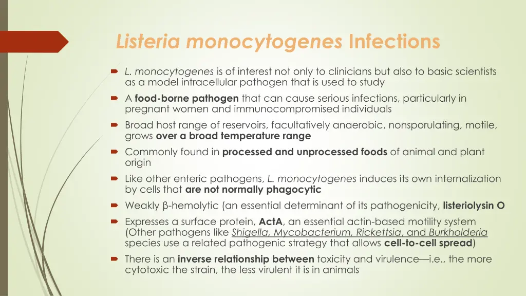 listeria monocytogenes infections