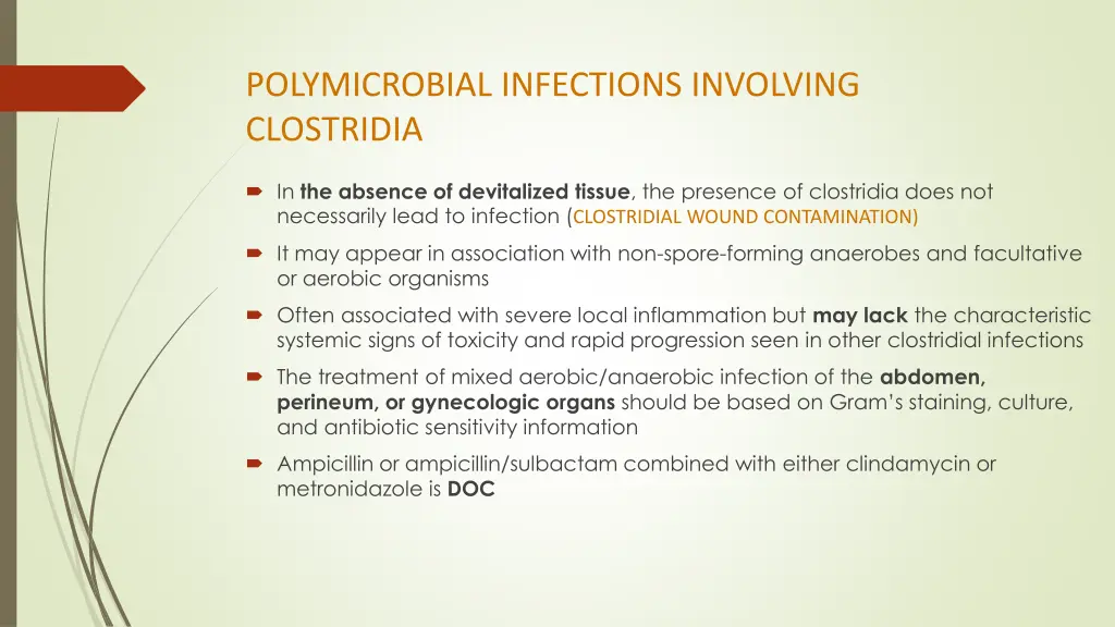 polymicrobial infections involving clostridia