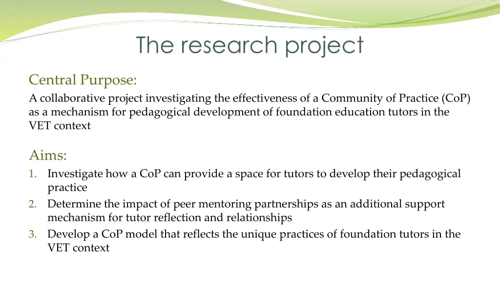 the research project