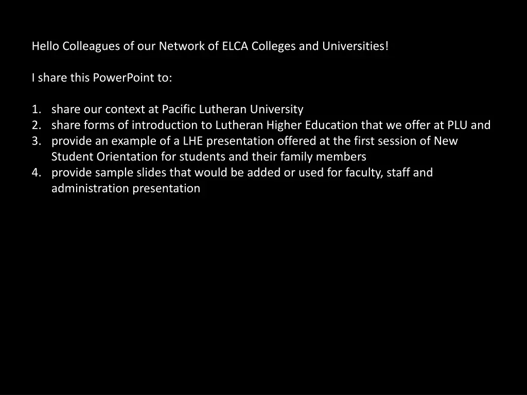 hello colleagues of our network of elca colleges