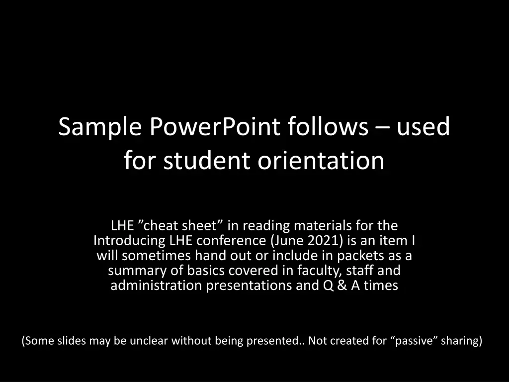 sample powerpoint follows used for student