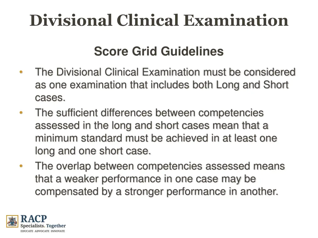 divisional clinical examination