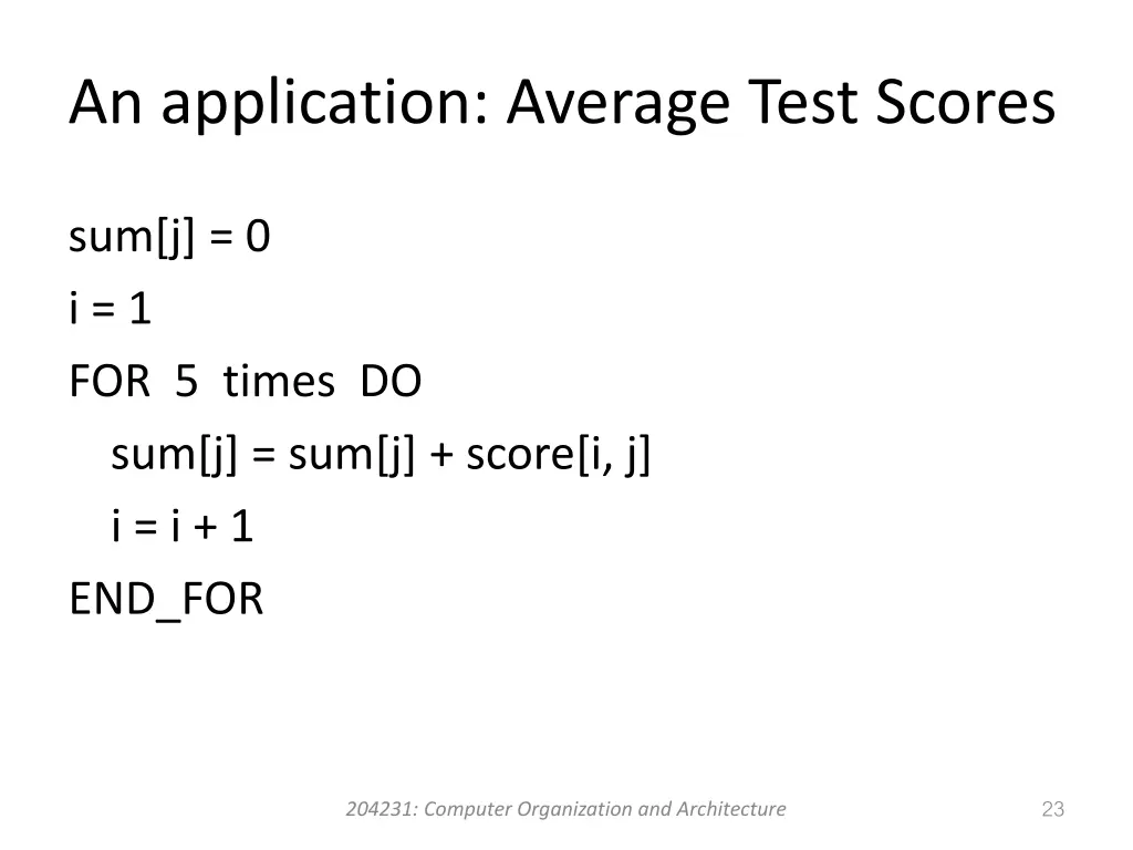 an application average test scores