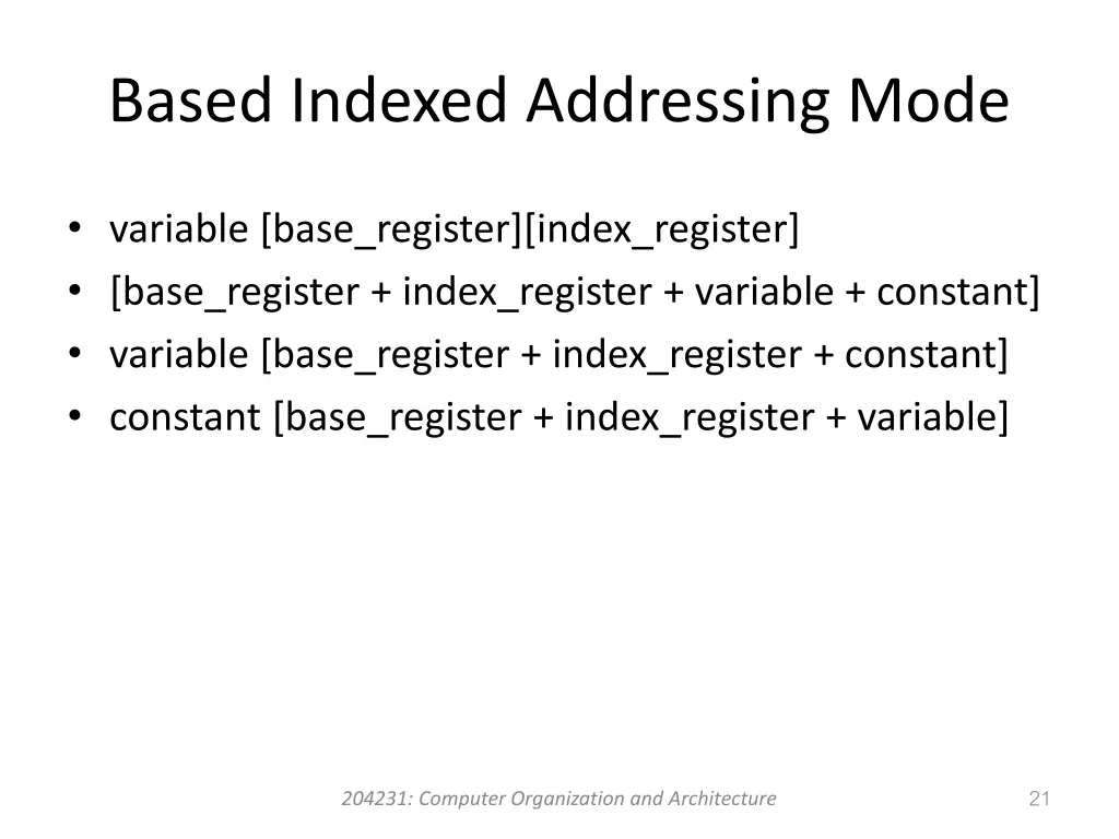 based indexed addressing mode