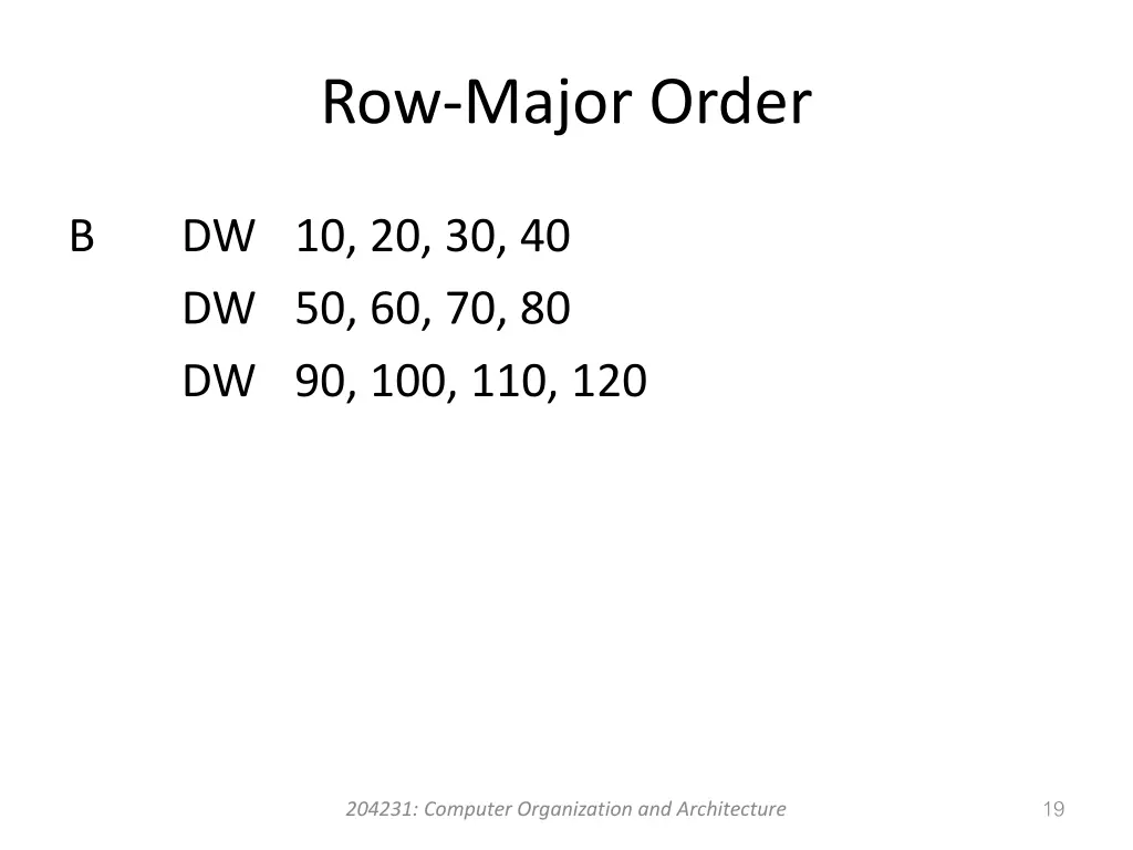 row major order