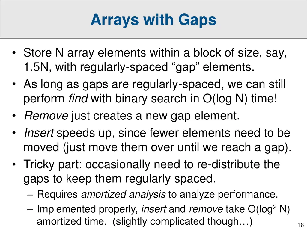 arrays with gaps