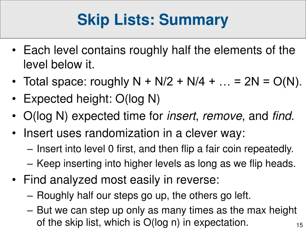 skip lists summary