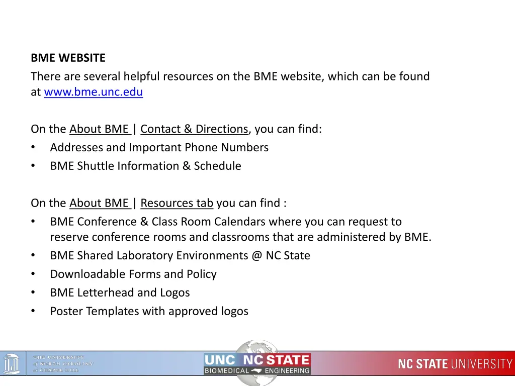 bme website there are several helpful resources