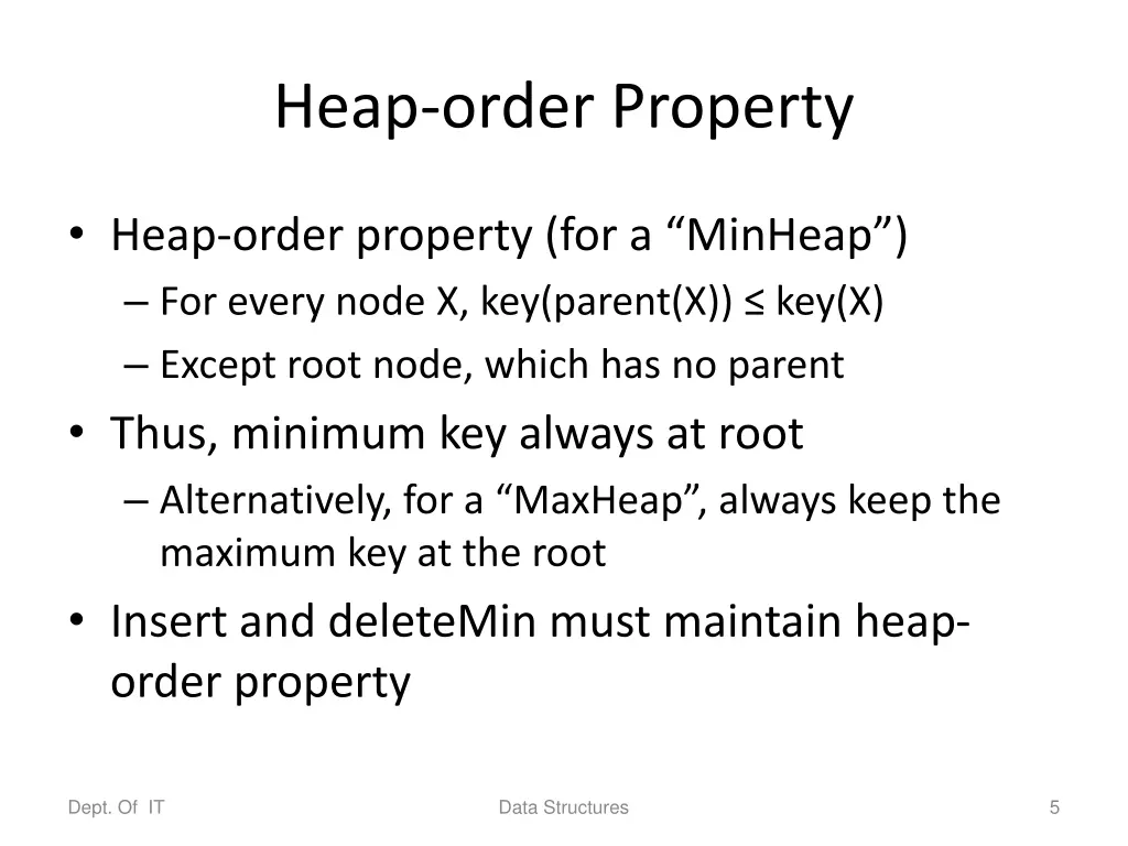 heap order property