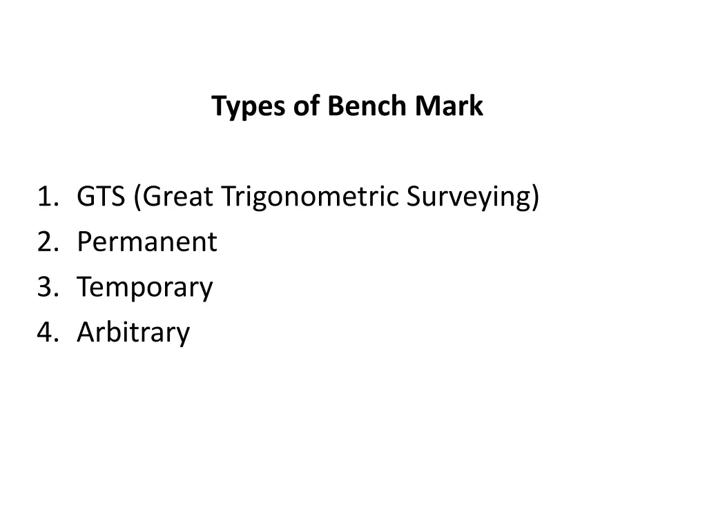 types of bench mark