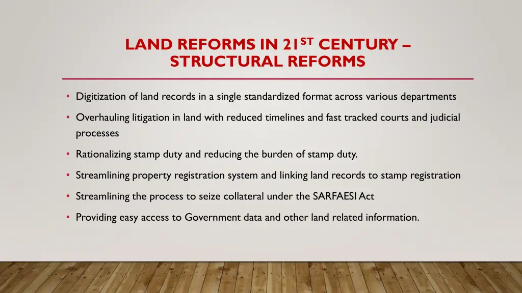 land reforms in 21 st century structural reforms