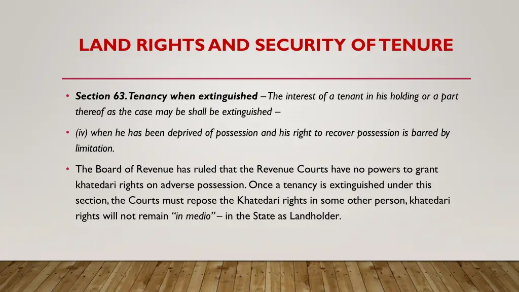 land rights and security of tenure 1