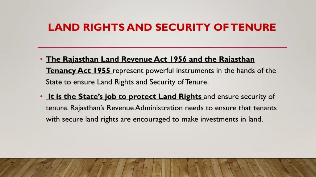 land rights and security of tenure