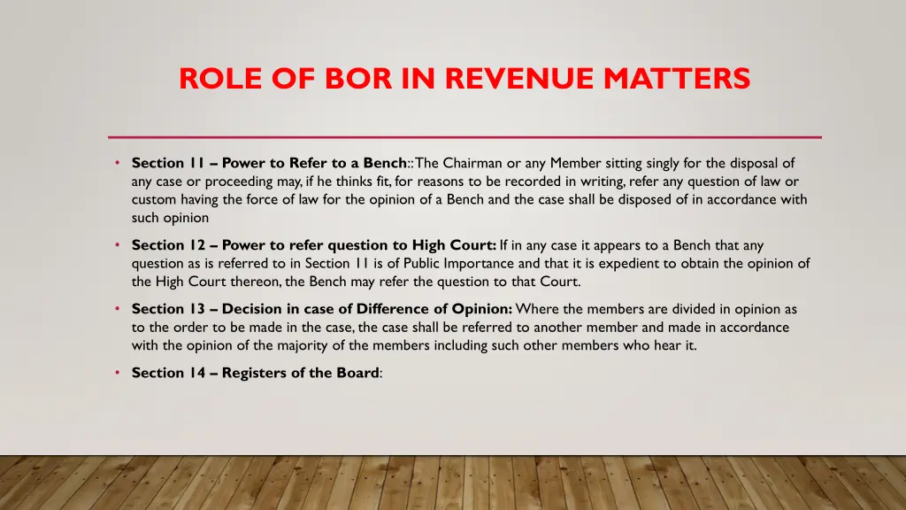 role of bor in revenue matters 2