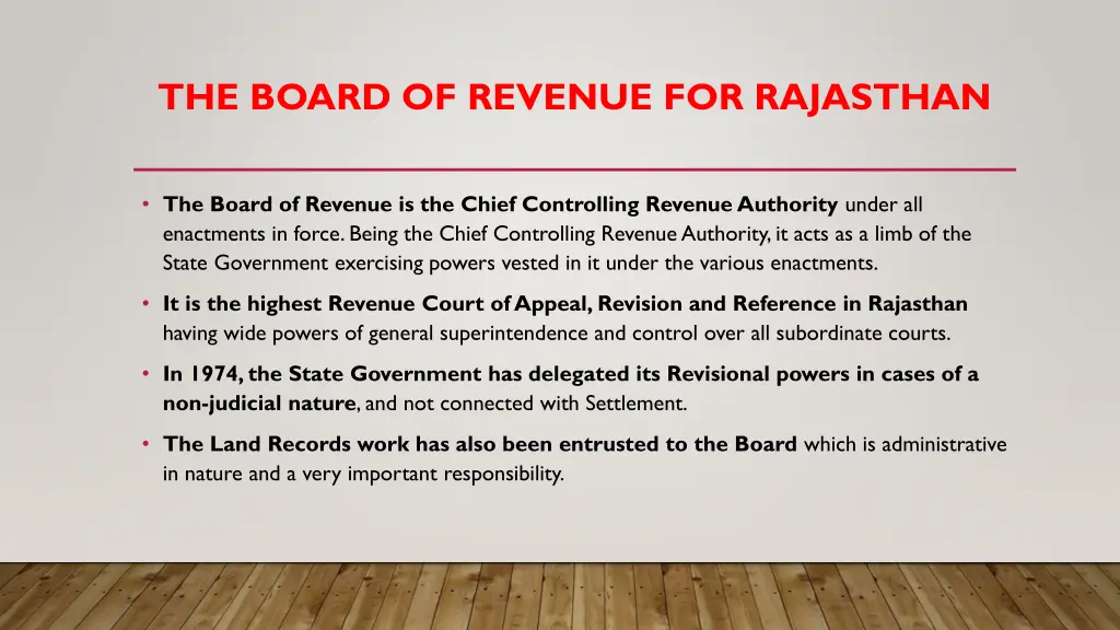 the board of revenue for rajasthan