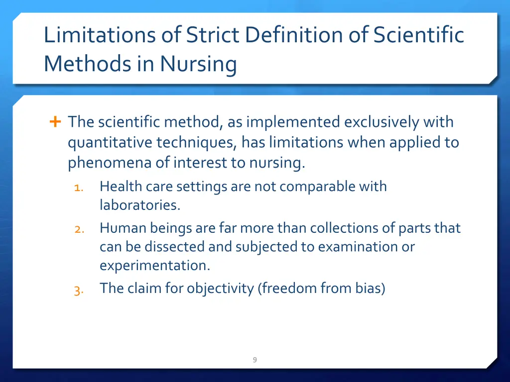 limitations of strict definition of scientific