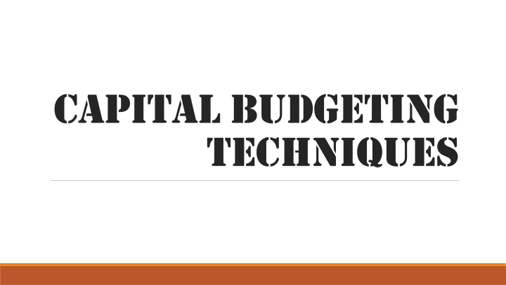 capital budgeting techniques