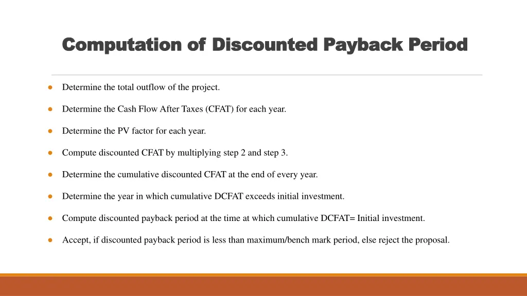 computation of discounted payback period