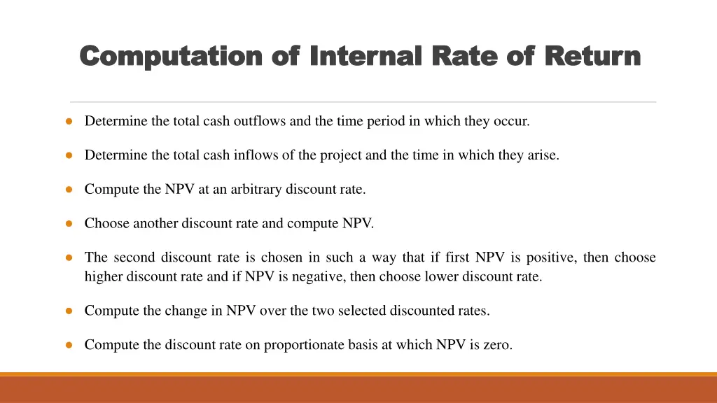 computation of internal rate of return