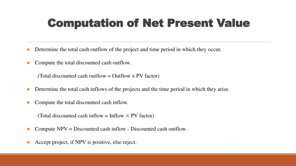 computation of net present value computation