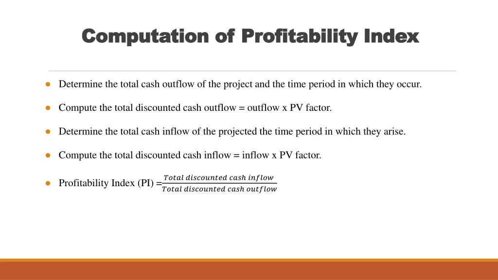 computation of profitability index computation