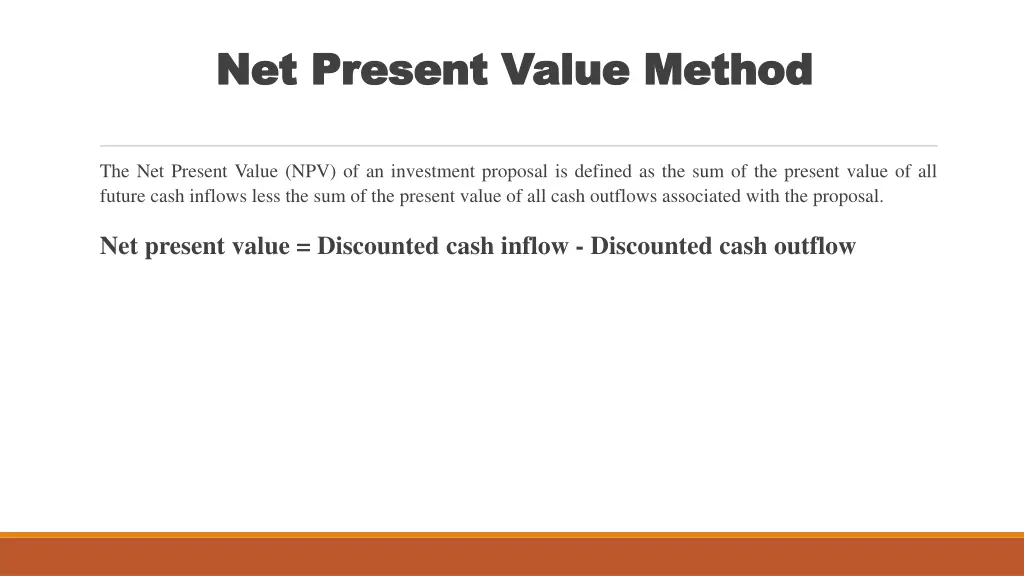 net present value method net present value method