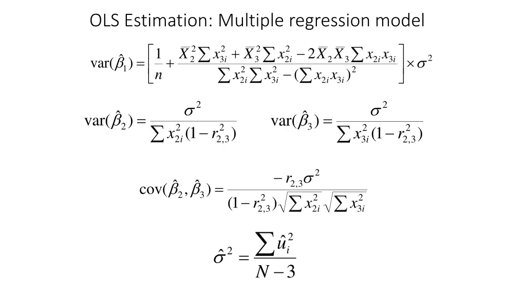 ols estimation multiple regression model 1