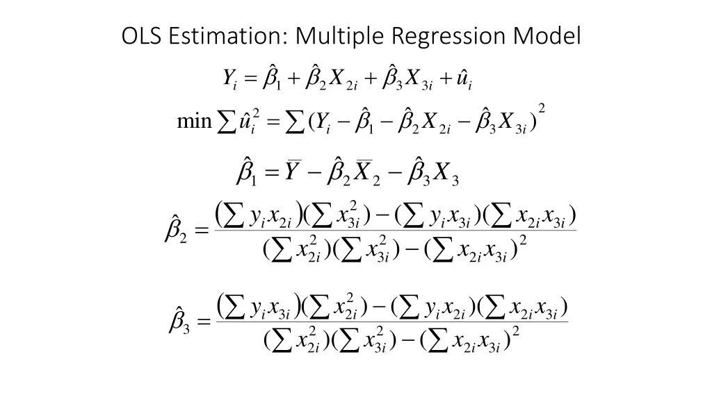 ols estimation multiple regression model