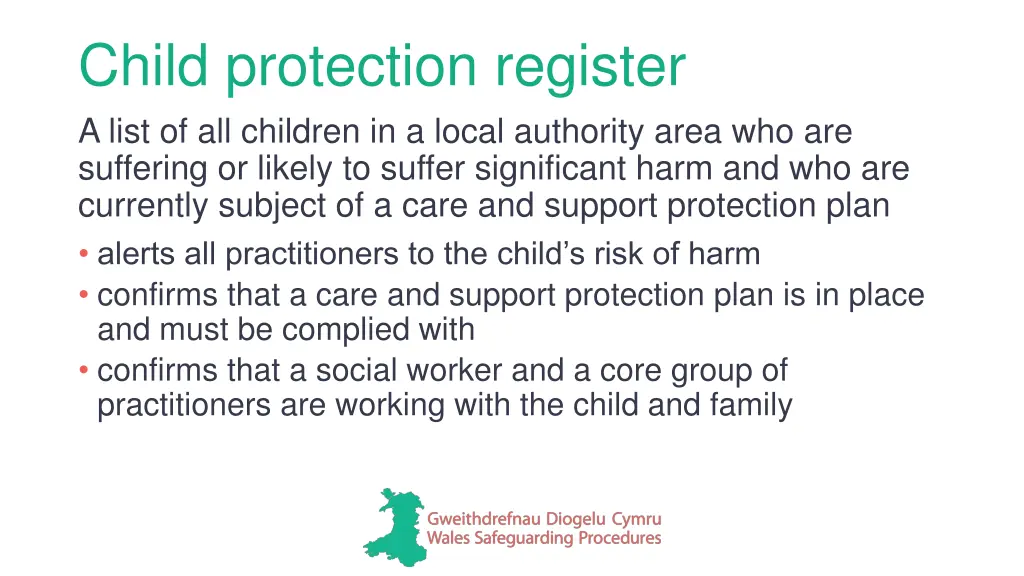 child protection register a list of all children