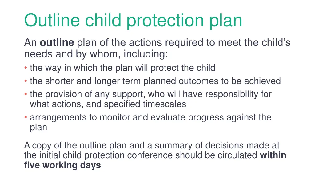 outline child protection plan