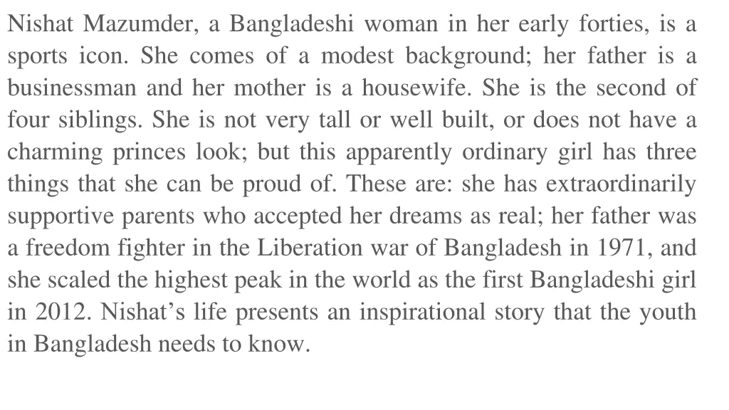 nishat mazumder a bangladeshi woman in her early