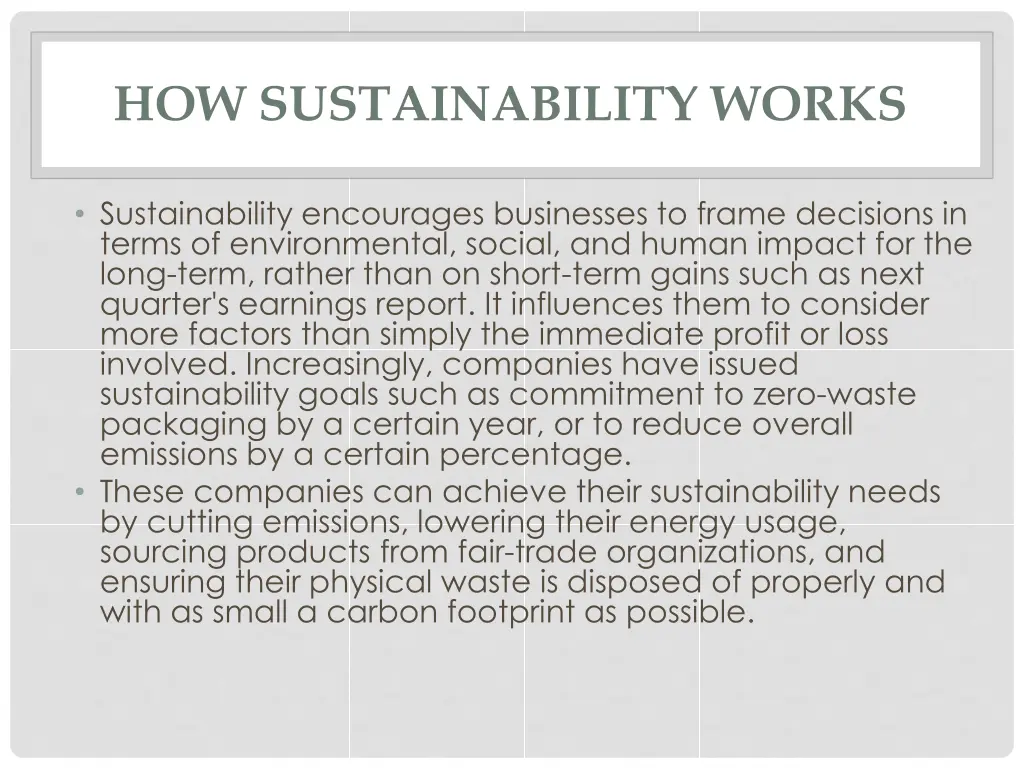 how sustainability works