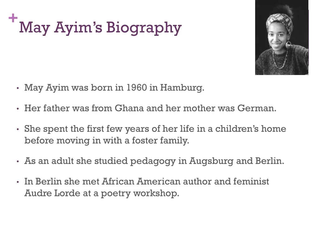 may ayim s biography