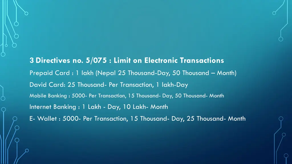 3directives no 5 075 limit on electronic