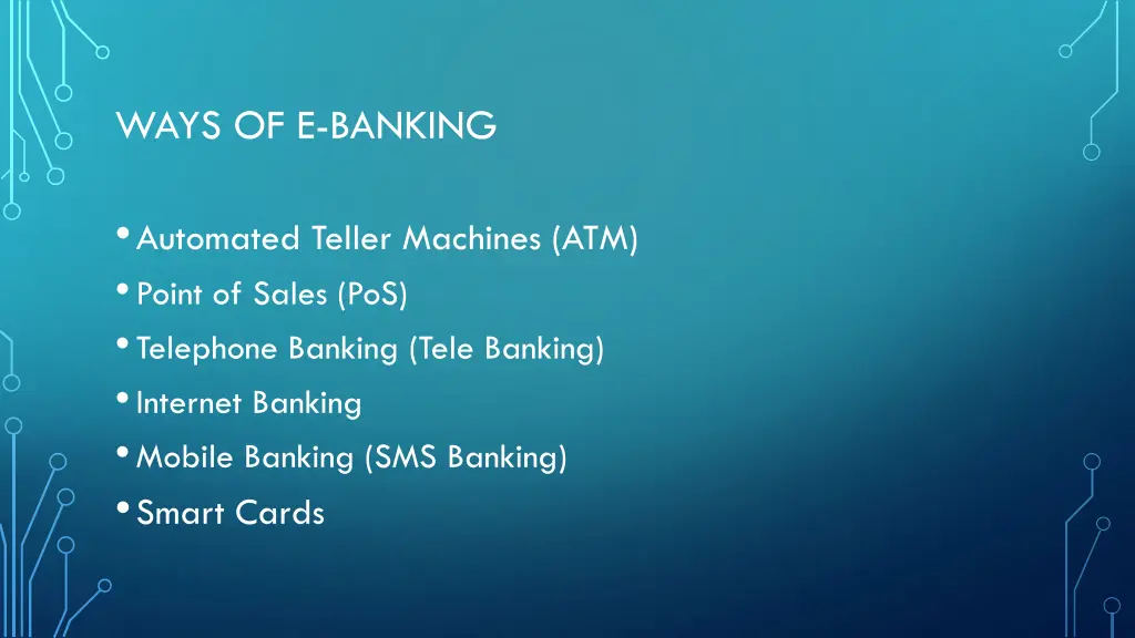 ways of e banking