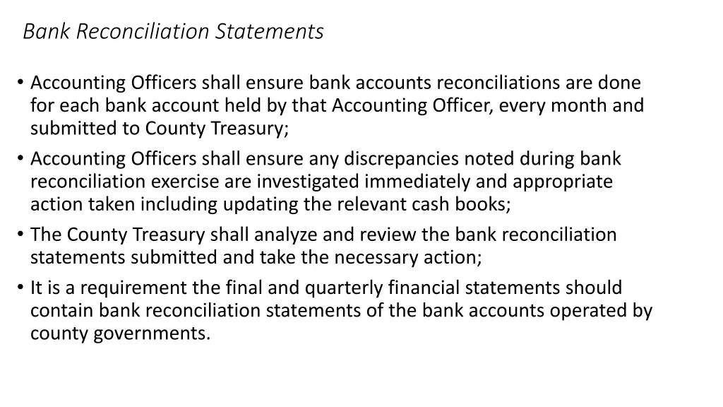 bank reconciliation statements