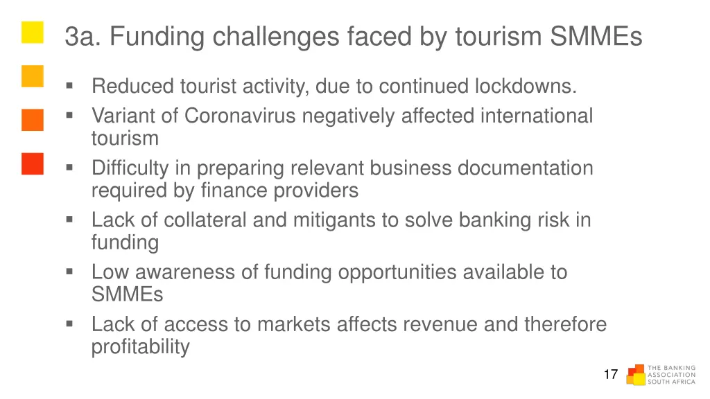 3a funding challenges faced by tourism smmes