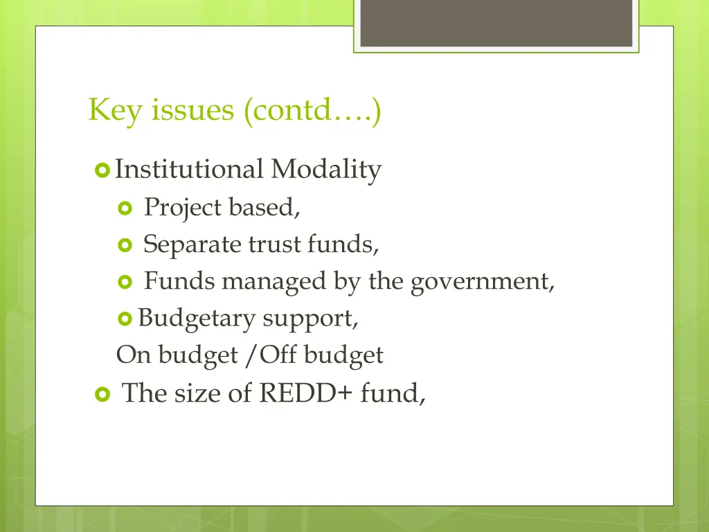 key issues contd