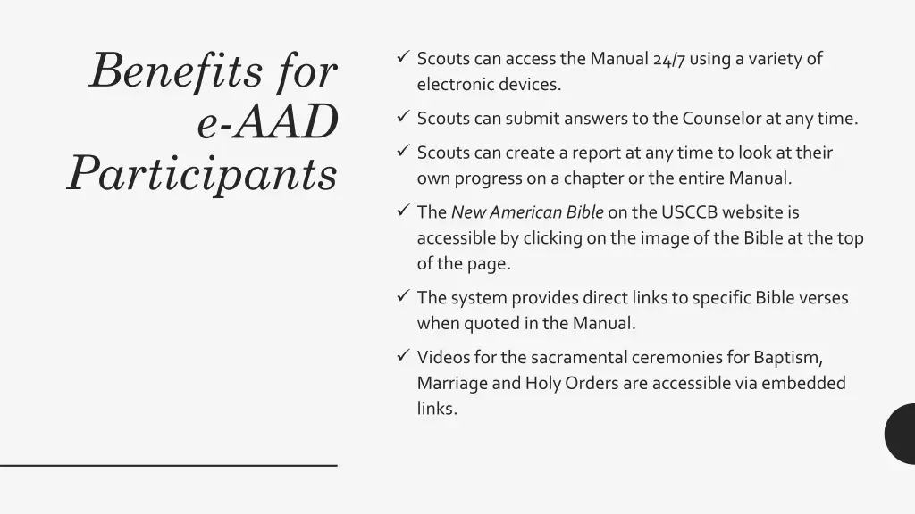 benefits for e aad participants