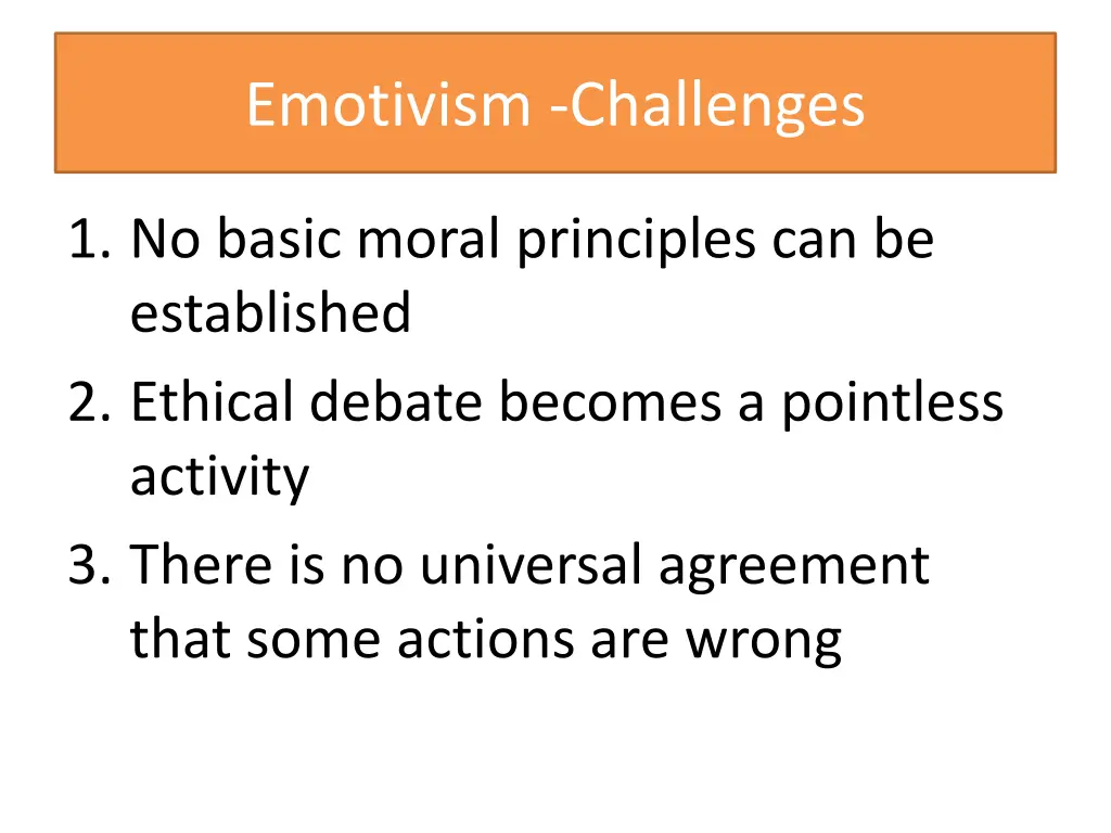 emotivism challenges