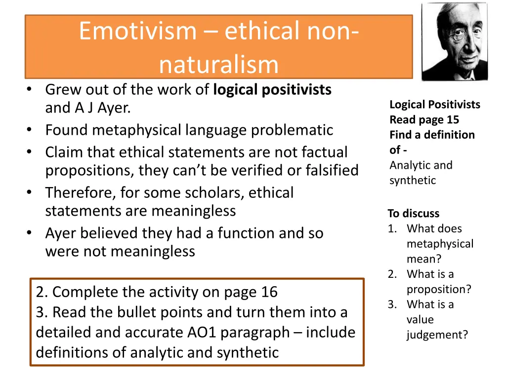 emotivism ethical non naturalism grew